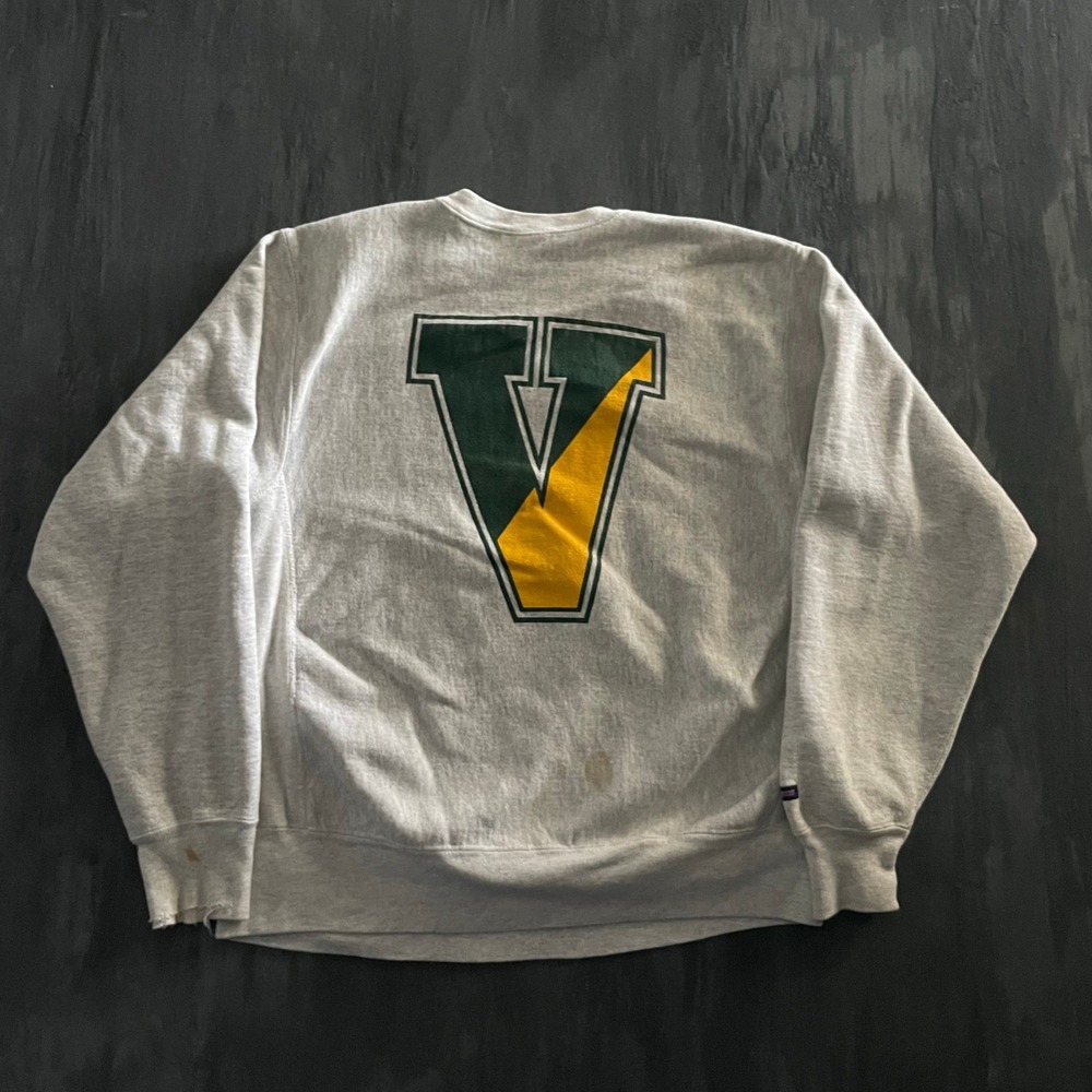 Vintage UVM University of Vermont Sweatshirt Mens L Gray 90s JanSport